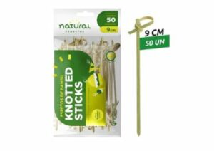 Palito Espeto Knotted Stick Bambu 9 cm Natural – Pacote c/ 050 Unidades