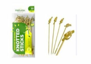 Palito Espeto Knotted Stick Bambu 15 cm Natural – Pacote c/ 050 Unidades