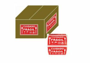 Etiqueta Adesiva – Cuidado Fragil – 100x50mm Grespanflexo – Pacote c/ 30 Unidades