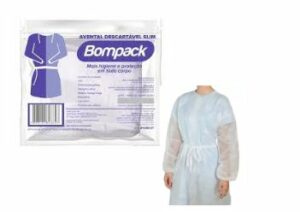 Avental Slim TNT Manga Longa Descartavel Bompack – Pacote c/ 010 Unidades