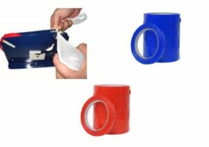 Fita Adesiva 12×80 Vermelha / Azul Zebrada Selador Adelbras – Pacote c/ 010 Unidades