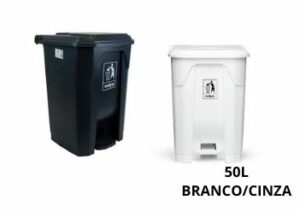 Lixeira c/ Pedal 50 Litros Branca / Cinza Nobre – Unidade
