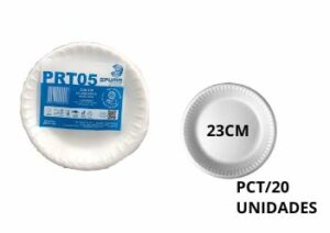 Prato de Isopor 23 cm – Prt05 Spumapac – Pacote c/ 020 Unidades