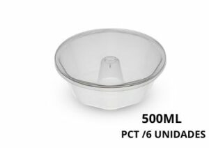 Forma de Pudim c/ Tampa Grande 500 ml Plastilania – Pacote c/ 006 Unidades